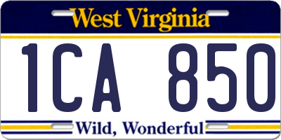 WV license plate 1CA850