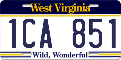 WV license plate 1CA851
