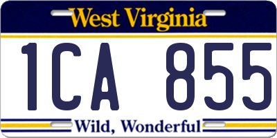 WV license plate 1CA855