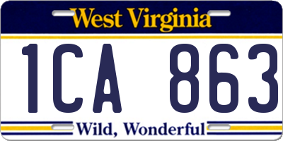 WV license plate 1CA863