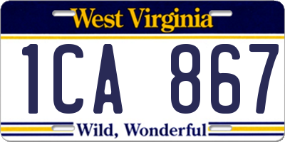 WV license plate 1CA867
