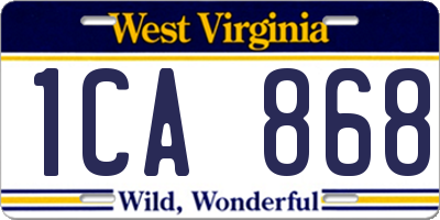 WV license plate 1CA868
