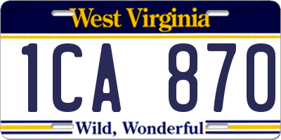 WV license plate 1CA870