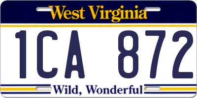 WV license plate 1CA872