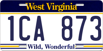 WV license plate 1CA873