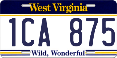WV license plate 1CA875