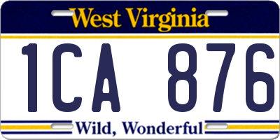 WV license plate 1CA876