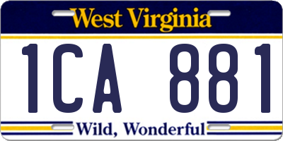WV license plate 1CA881