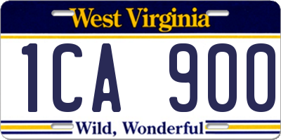 WV license plate 1CA900