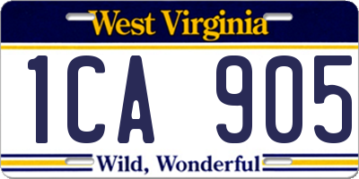 WV license plate 1CA905