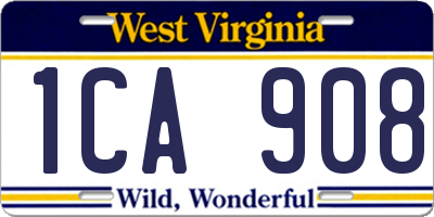 WV license plate 1CA908