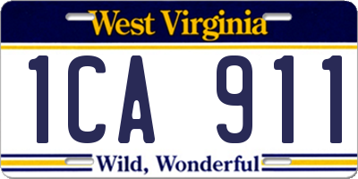 WV license plate 1CA911