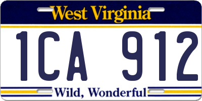 WV license plate 1CA912