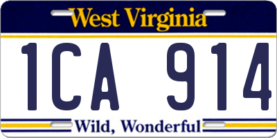 WV license plate 1CA914