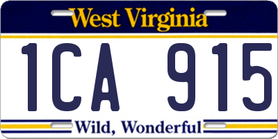 WV license plate 1CA915