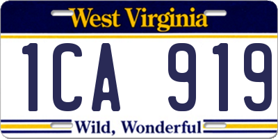 WV license plate 1CA919
