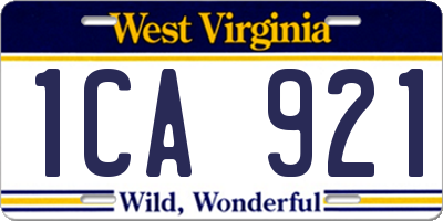 WV license plate 1CA921