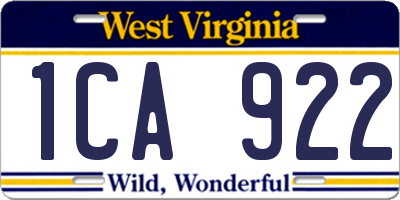 WV license plate 1CA922
