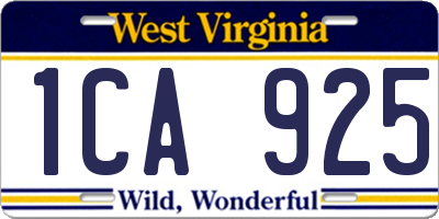 WV license plate 1CA925
