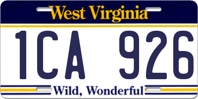 WV license plate 1CA926