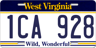 WV license plate 1CA928