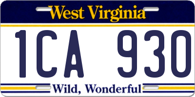 WV license plate 1CA930