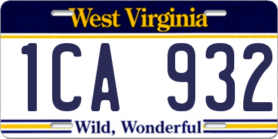 WV license plate 1CA932