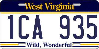 WV license plate 1CA935
