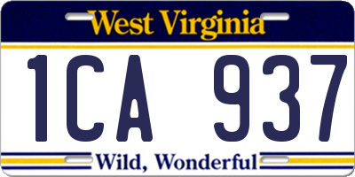 WV license plate 1CA937