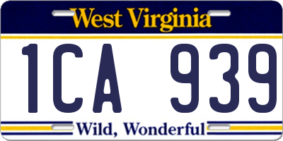 WV license plate 1CA939