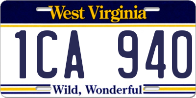 WV license plate 1CA940