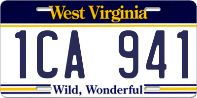WV license plate 1CA941