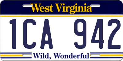 WV license plate 1CA942