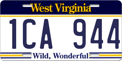 WV license plate 1CA944