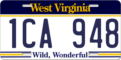 WV license plate 1CA948