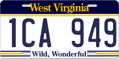 WV license plate 1CA949