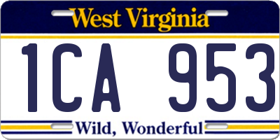 WV license plate 1CA953