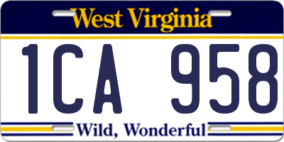WV license plate 1CA958