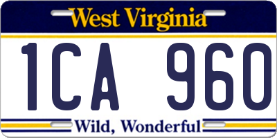WV license plate 1CA960