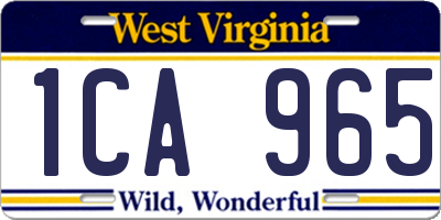 WV license plate 1CA965