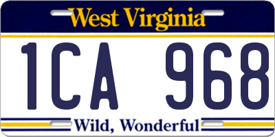 WV license plate 1CA968