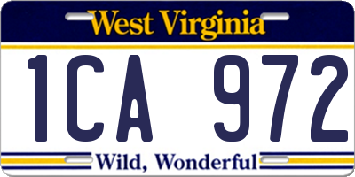 WV license plate 1CA972