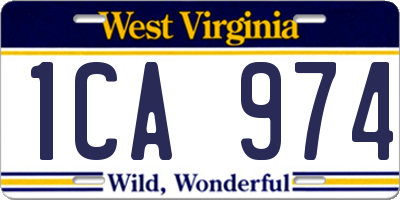 WV license plate 1CA974