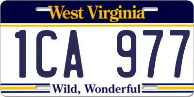 WV license plate 1CA977