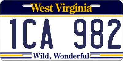 WV license plate 1CA982