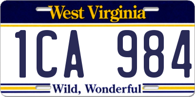 WV license plate 1CA984