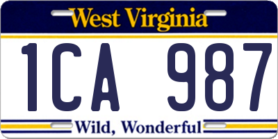 WV license plate 1CA987