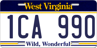 WV license plate 1CA990