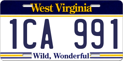 WV license plate 1CA991