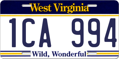 WV license plate 1CA994